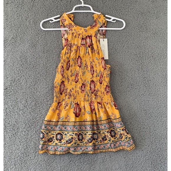 Rachel Zoe Women's Small Yellow Smocked Floral Peplum Halter Blouse Top - Picture 1 of 8